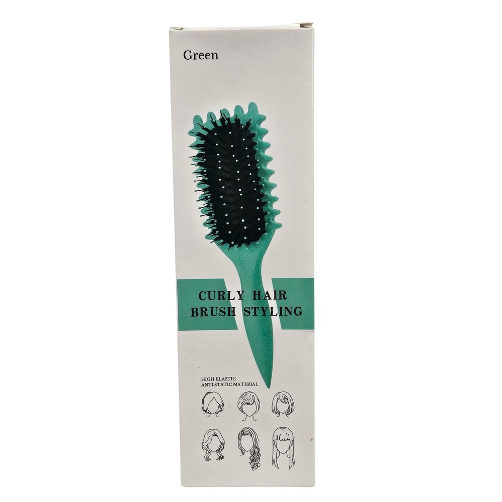 Green Curly Hair Brush Styling High Elastic Anti Static Nylon Bristle Vent Brush